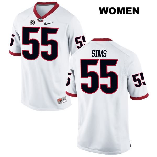 Georgia Bulldogs Women's Dyshon Sims #55 NCAA Authentic White Nike Stitched College Football Jersey XUL1756RC